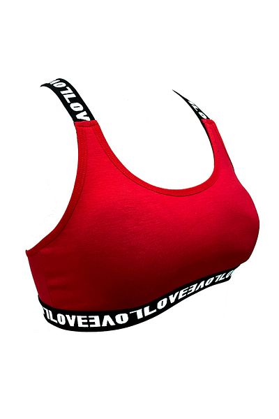 HNX Red Love Elastic Bustier Brazil Panties Women's Sports Underwear Set