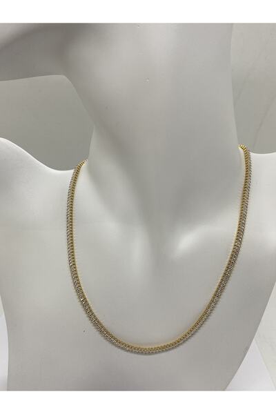 ÖZTUĞ AKSESUAR Su Yolu Zirkon Taşlı Ince Tasarım Kadın Çelik Kolye