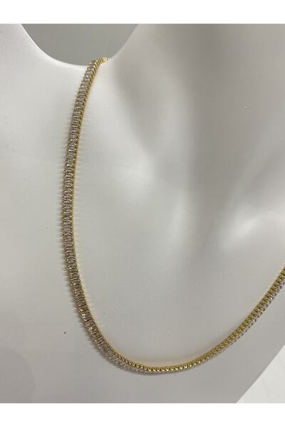 ÖZTUĞ AKSESUAR Su Yolu Zirkon Taşlı Ince Tasarım Kadın Çelik Kolye