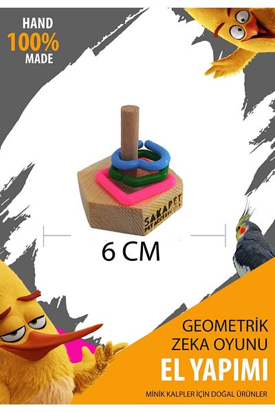 SAKAPET Parrot Wooden Intelligence - Educational and Interactive Natural Color Toy