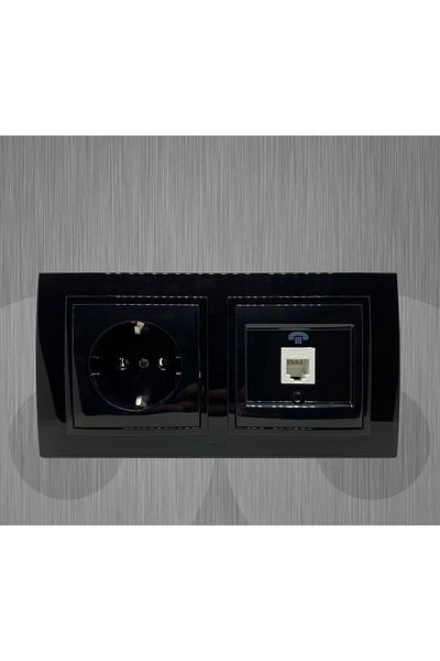 ELBİ Zena Grounded Black Socket Telephone - Set of Two (Numeris)