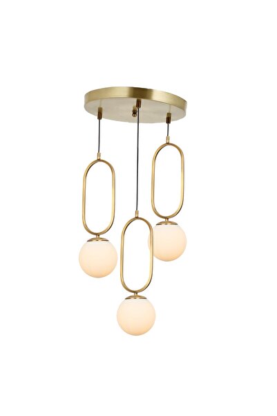 TT AYDINLATMA Tt016-3y Esk Eskitme Kaplama Beyaz Camlı 3 Lü Yuvarlak Avize