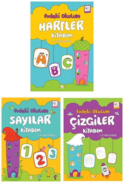 Kukla Yayınları Evdeki Okulum Harfler Kitabım + Sayılar Kitabım +çizgiler Kit...