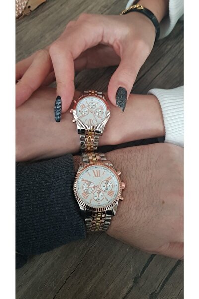 ÇENÇEN Çift Saat Sevgili Saatleri Kordon, Çelik Kasa Kors Model Kol Saatleri