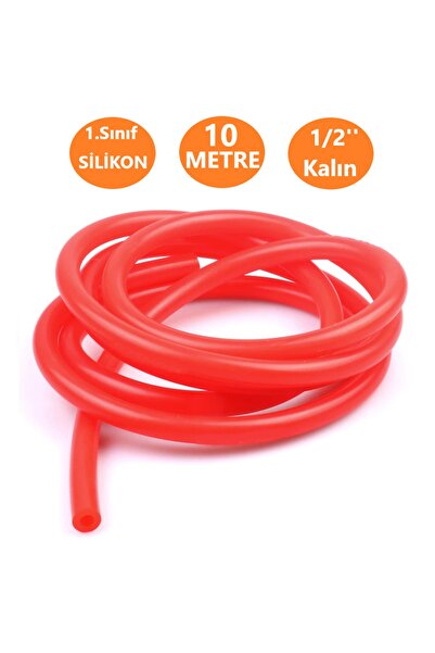 ŞENEL Yapı Market 10 Metre Silikon Kırılmaz Kalın Bahçe Çeşme Hortumu 1/2" Kırmızı