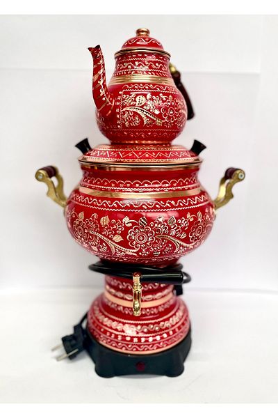 ErzincanBakır Electric Copper Inlaid Copper Samovar