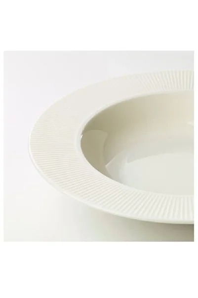 OME LIFE Ofantlıgt 6 Piece White Ikea Line Embossed Deep Plate