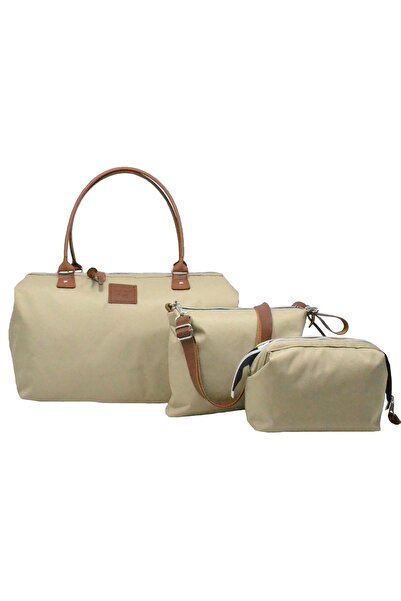 Babysi Mommy Bag Tasarım 3 Lü Set Bej Baby Anne Bebek Bakım Ve Kadın Çantası