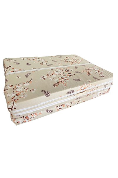 Vip Home Concept Tek Kişilik Katlanır Yer Yatağı Sünger Yatak Krem Çiçek 80x1...