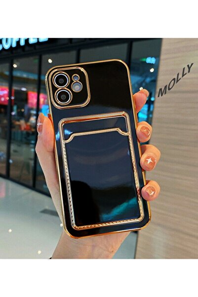 Molly iPhone 11 Compatible Jolie Gold Detailed Luxury Card Pocket Silicone Case (iPhone 12 Look)