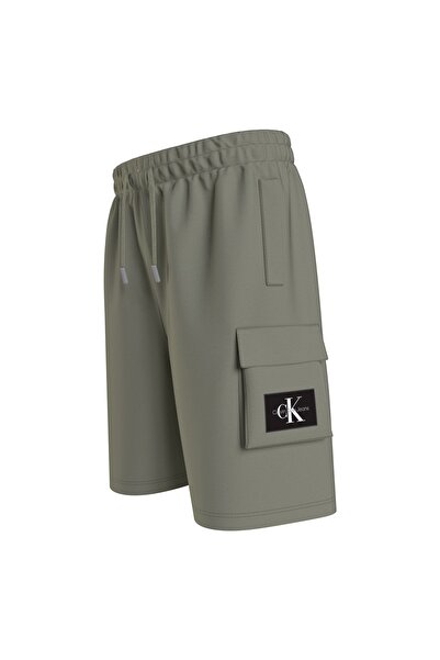 Calvin Klein Ib0ıb01182-badge Jogger Cargo Short Bağlamalı Rahat Kalıp Düz Koyu Yeşil Erkek Çocuk B