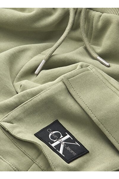 Calvin Klein Ib0ıb01182-badge Jogger Cargo Short Bağlamalı Rahat Kalıp Düz Koyu Yeşil Erkek Çocuk B