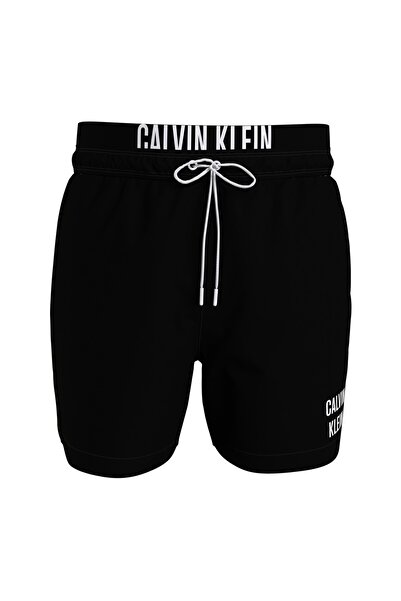 Calvin Klein Kv0kv00001-medium Double Waistband Lastikli Standart Kalıp Düz Siyah Erkek Çocuk Şort
