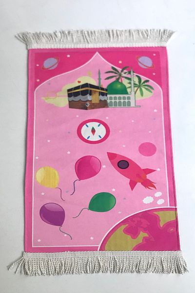 Kardelen Small Size Space Patterned Digital Printing Prayer Rug, Rosary, Book of Yasin