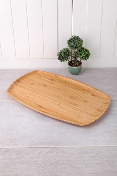 Genel Markalar Bambu Kayık Sunum Tabağı Servis Tabak 33*20cm Kyk3320