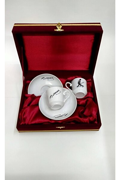 Sultan Çini 2'li Desenli Çini Altın Yaldızlı Kahve Takımı