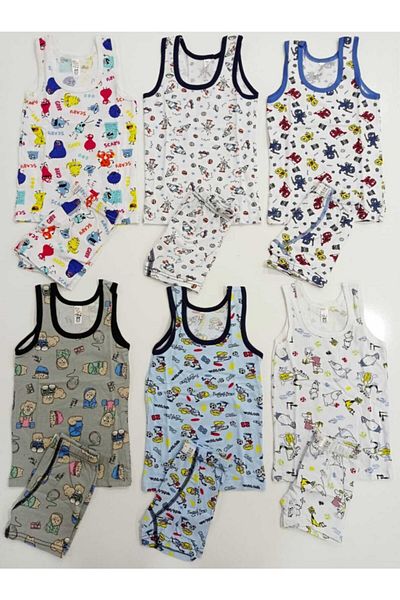 bebeksi Boy's White Printed Athlete Boxer Σετ 6 τεμαχίων