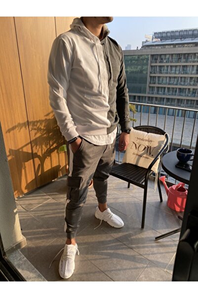 AUST GİYİM Ανδρική αθλητική φόρμα Anthracite ριγέ Cargo