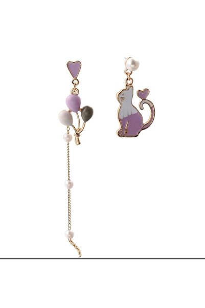 HOSBUTIK Colorful Asymmetric Cat Earrings