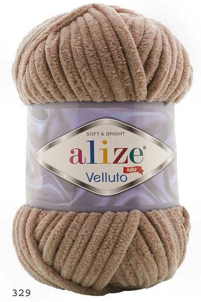 Alize Velluto Tobacco κουβέρτα γιλέκο ζακέτα πουλόβερ κασκόλ Beanie πλεκτό νήμα 329