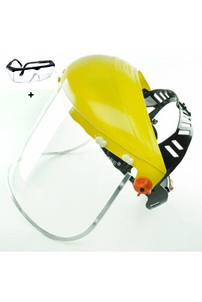 Genel Markalar Sarı Siyah Şeffaf Ayarlanabilir Başlıklı Yüz Koruyucu Siperlik
