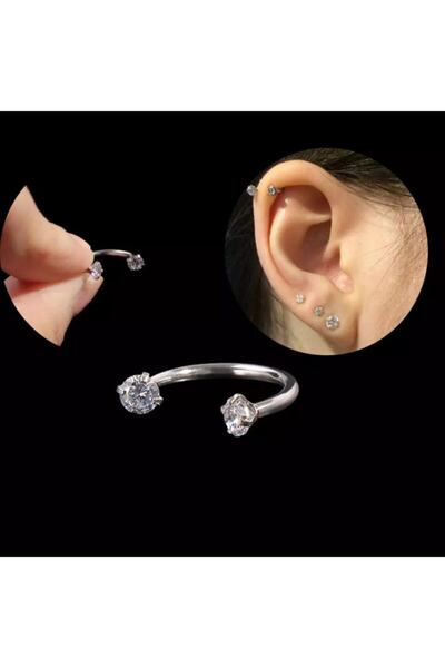 Jaida Moda 316l Cerrahi Çelik Taşlı Piercing 6mm Tragus-kulak-kıkırdak