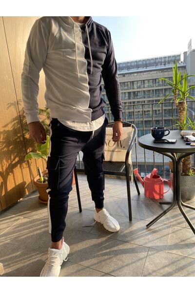 AUST GİYİM Ανδρικό σετ αθλητικής φόρμας σε μπλε ναυτικό χρώμα