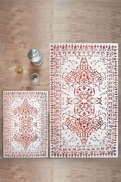 HC&W Pera 2-Piece Brick Color Bathroom Mat Set - 40X60 60X100
