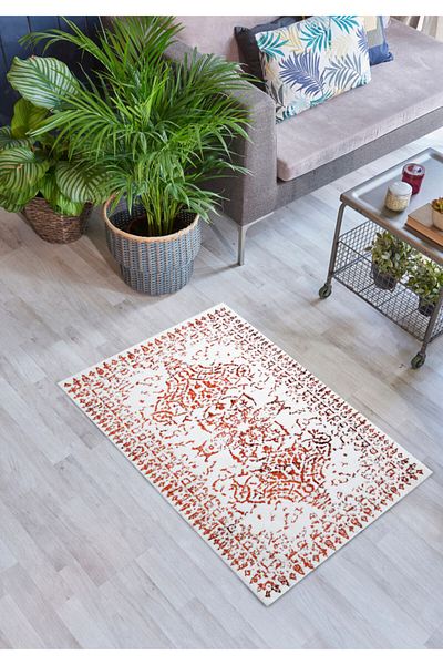 HC&W Pera 2-Piece Brick Color Bathroom Mat Set - 40X60 60X100