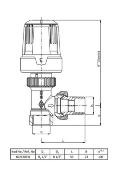 Eca Termostatik Vana Trv3 1/2" Köşe Tipi