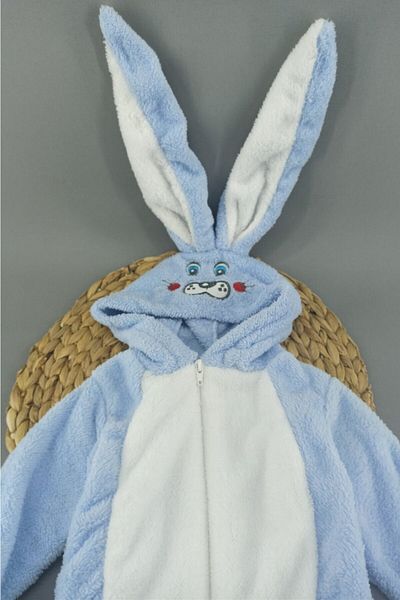 ALİSS Baby Blue Welsoft Rabbit Patterned Jumpsuit