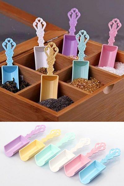 Kazanabil Set of 6 Decorative Plastic Mini Spice Shovels Assorti