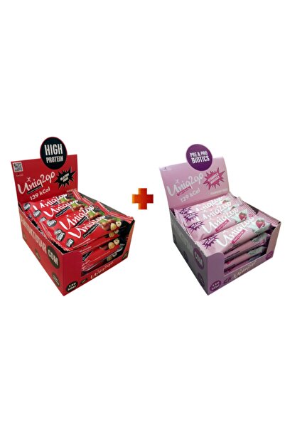 Uniq2Go Chocodark Fındıklı Bitter 16 Tatlı Ekşi Pre-probiyotik 16 Toplam 32 Adet 38g.protein Bar