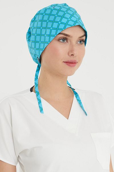 Owlet Medikal Square Patterned Blue Surgical Bonnet