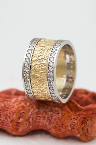 Silver Self Gümüş Alyans Ağaç Kabuğu