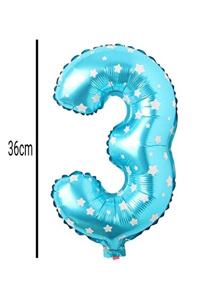 E Elmas Number 3 Foil Balloon Blue (36cm)