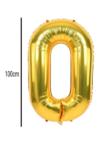 E Elmas Number 0 Foil Balloon Gold (100cm)
