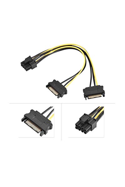 WOZLO Vga Power Kablo 2x Sata To 8 Pin (6+2) Pcı-ex Ekran Kartı Kablosu Dönüş...