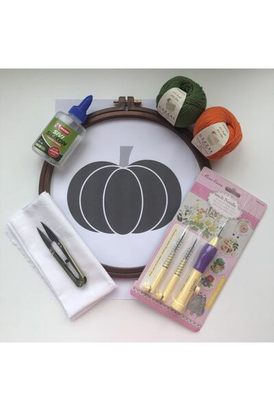 Tahayyüls Tasarım Atölyesi Punch Embroidery Starter Kit Orange Pumpkin