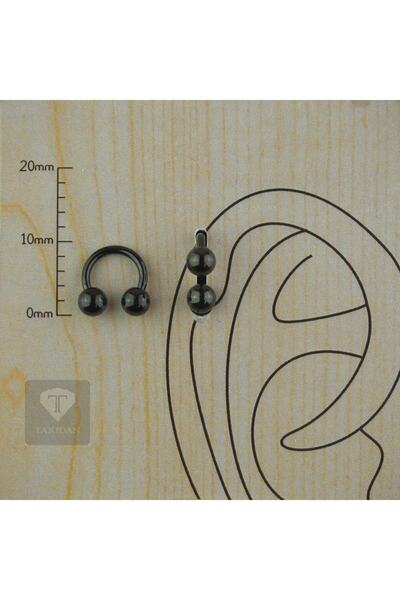 Genel Markalar Siyah Cerrahi Çelik Kıkırdak - Tragus - Dudak - Burun - Septum...