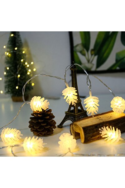 epazzar Çam Kozalağı Şeklinde Işık Zinciri Pilli Kozalak Görünümlü Dolama Şer...