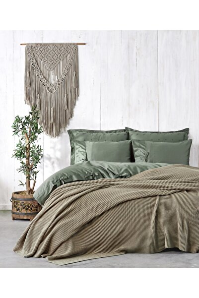 Ecocotton Bej Alina Çift Kişilik %100 Pamuk Triko Battaniye