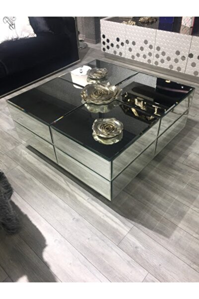 Gençtürk Luxury Beyaz Aynalı Orta Sehpa 90x90 Yükseklik 32 Cm