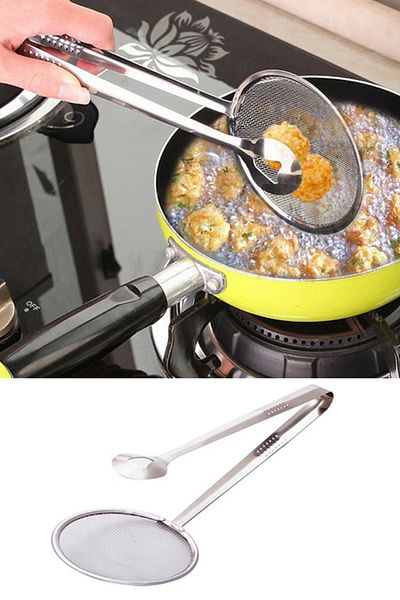 Kazanabil Metal Boiling and Frying Tongs with Strainer
