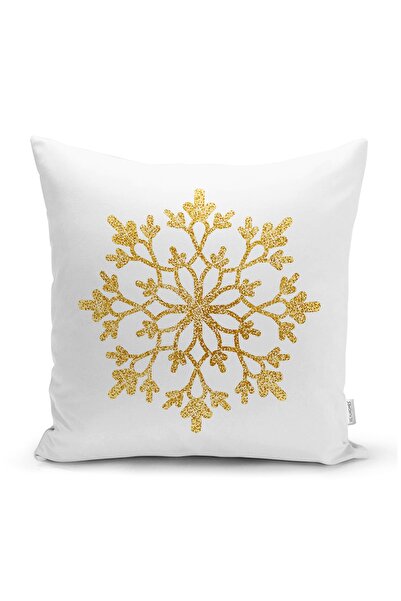 Realhomes Çift Taraflı Beyaz Zemin Üzerinde Gold Detaylı Kartanesi Desenli Sü...