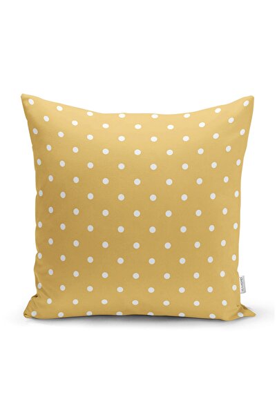 Realhomes Renkli Zeminli Beyaz Puantiye Desenli Dijital Baskılı Modern Yastık...