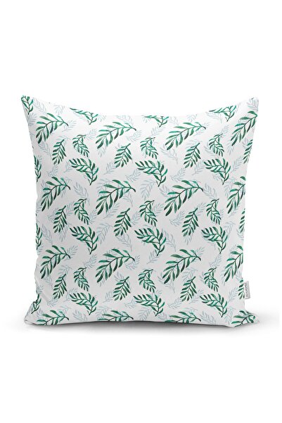 Realhomes غطاء وسادة على شكل ورقة خضراء على خلفية بيضاء