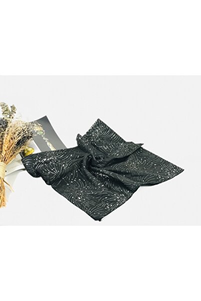 MOM COLLECTİON Kadın Siyah  Varaklı Tülbent Havaifişek Desenli  Eşarp