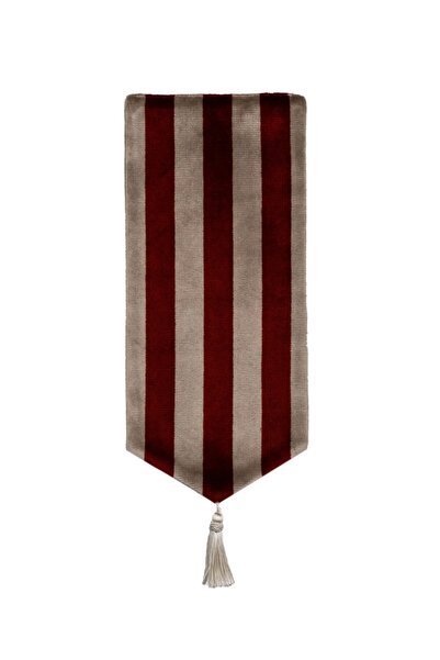 Golden Table Home Velvet Kiremit Rengi Krem Çizgili Kadife Mini Runner 4'lü Set