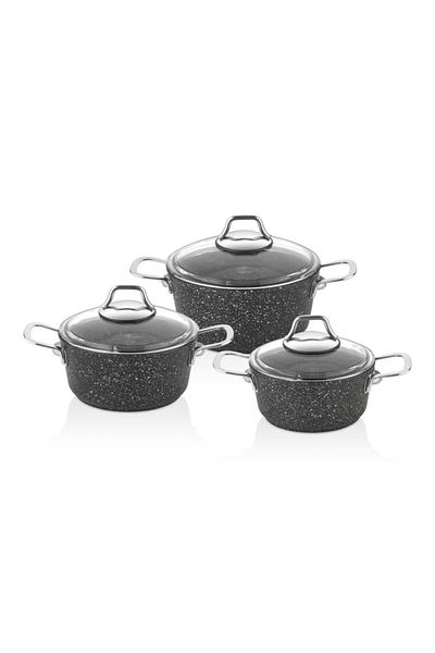 FALEZ Black Line Granite 6 Piece Midi Set
